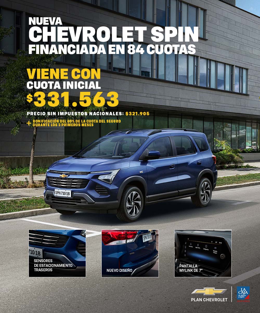 Chevrolet Spin azul financiado en 84 cuotas con beneficios del plan Chevrolet.