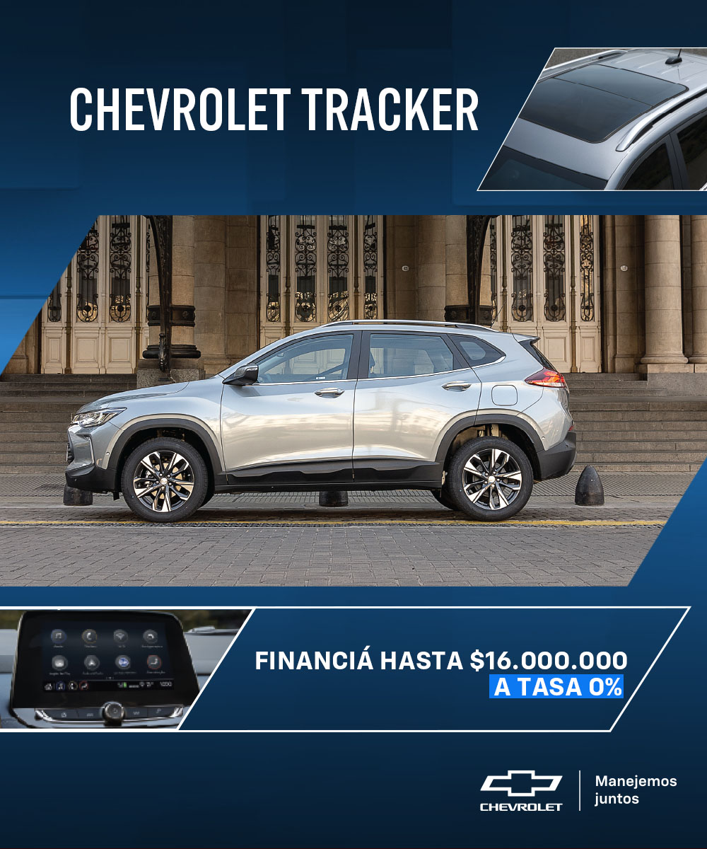 Chevrolet Tracker gris con diseño moderno y financiamiento sin intereses