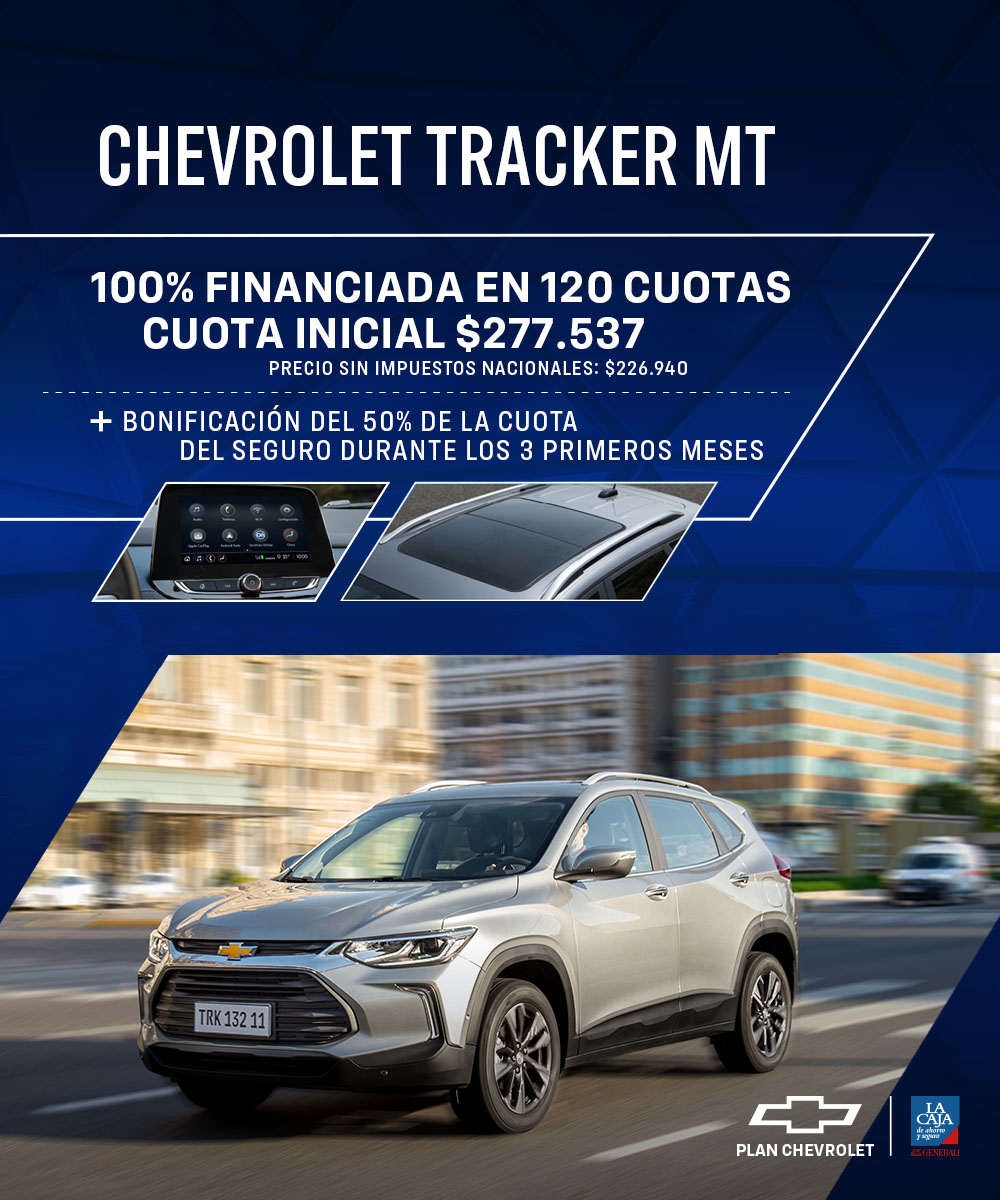 Chevrolet Tracker MT gris, financiada 100% con Plan Chevrolet en 120 cuotas.
