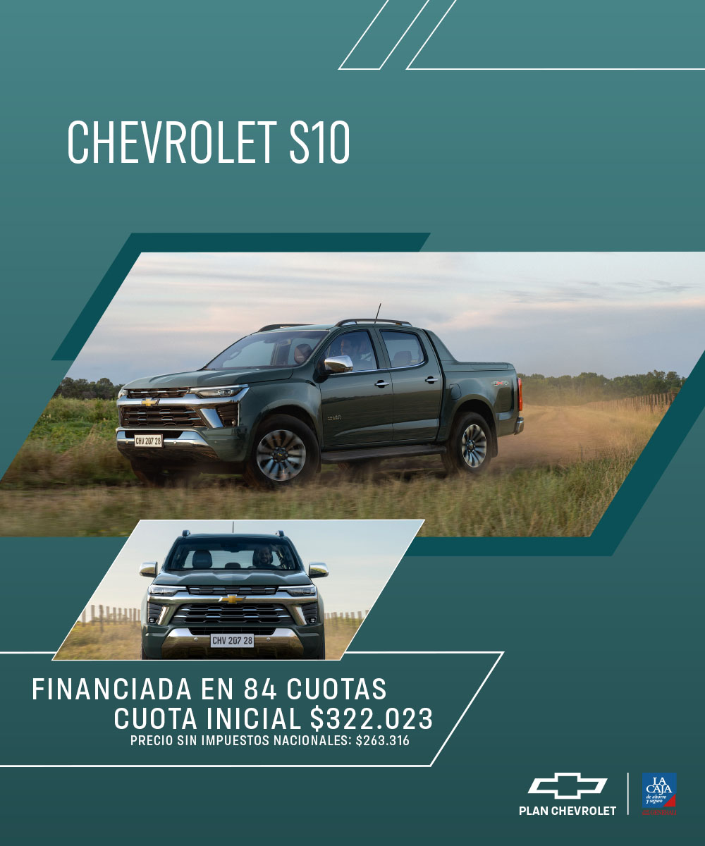 Chevrolet S10 4x4 en campo con oferta de financiación a largo plazo